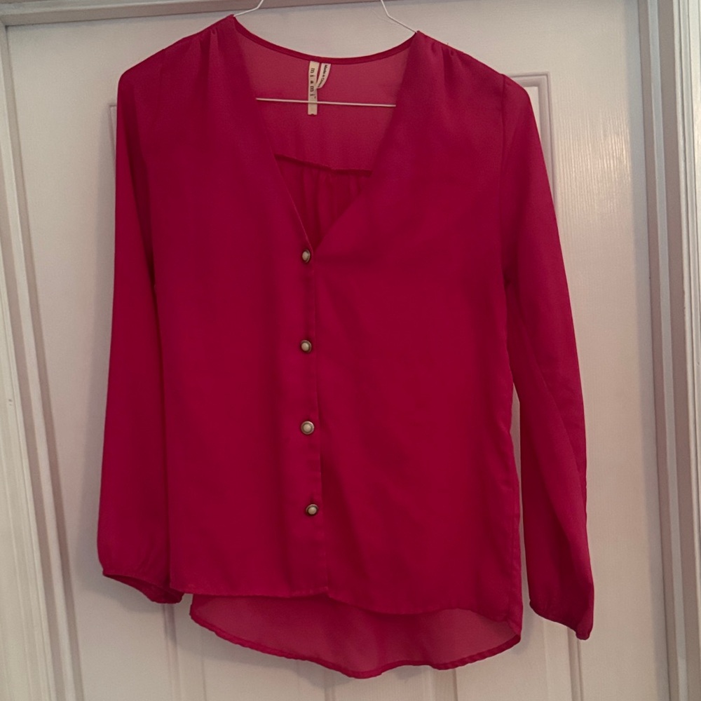 Woman’s Pink Button-Up Blouse